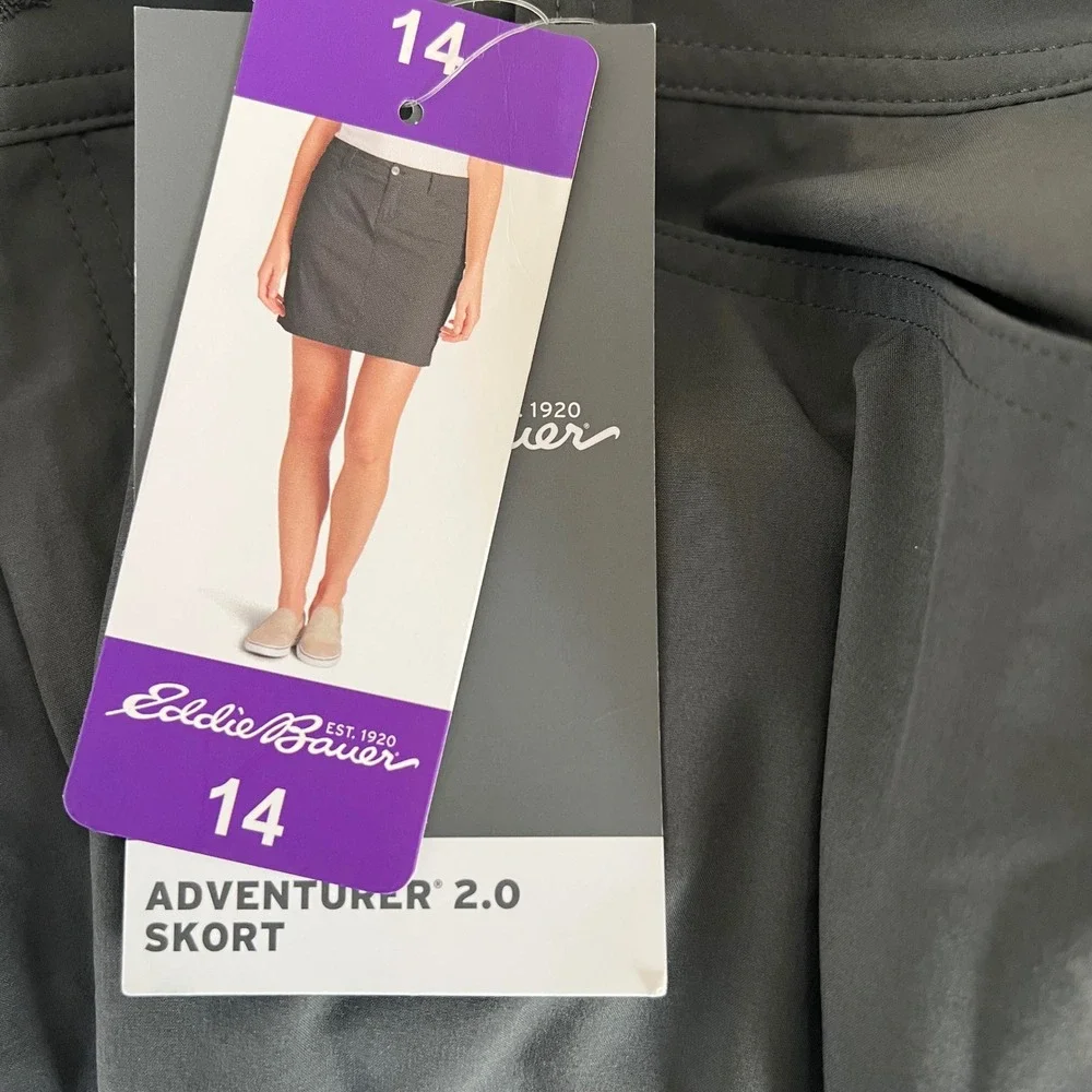 Eddie Bauer Adventurer 2.0 Skort Womens 14 Gray Hiking Outdoor Stretch UPF 50+